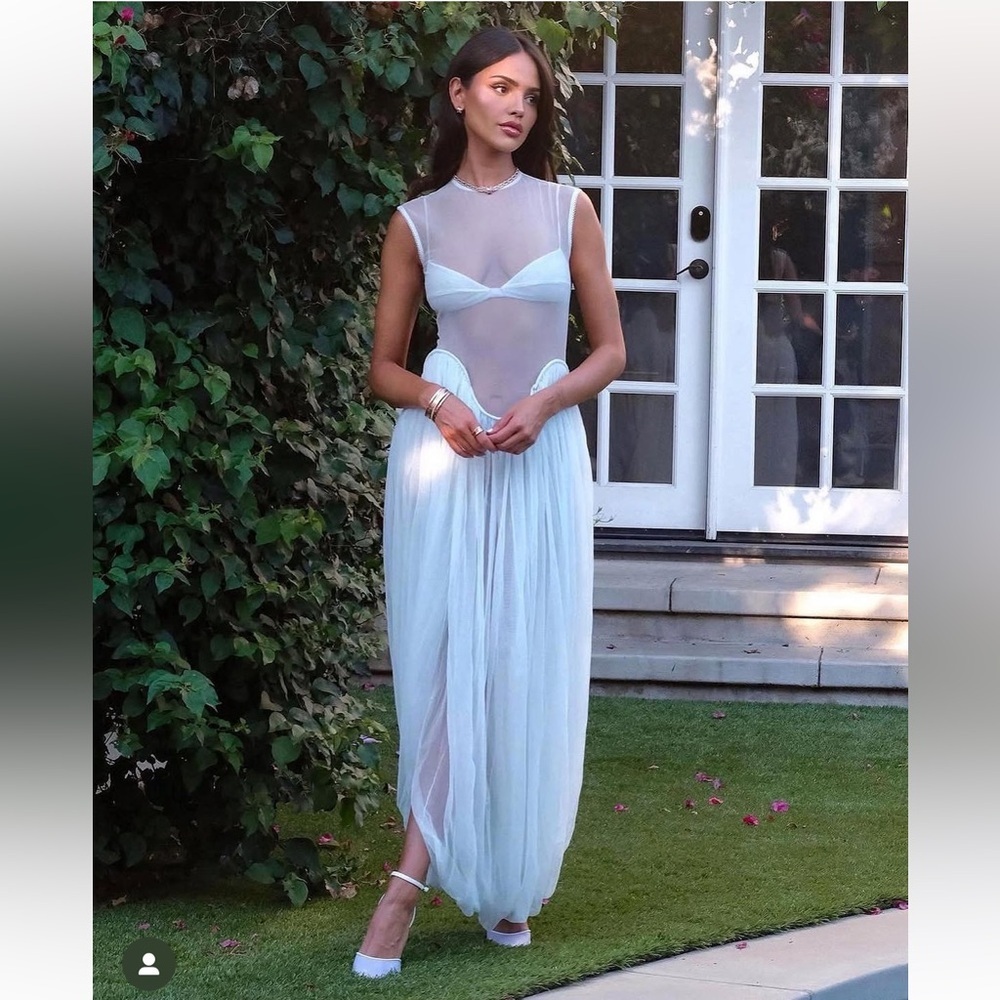 Like New Tory Burch Tulle Draped Jersey Dress